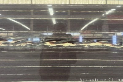 Black Gold Flow Quartzite Expensive Black Stone factory